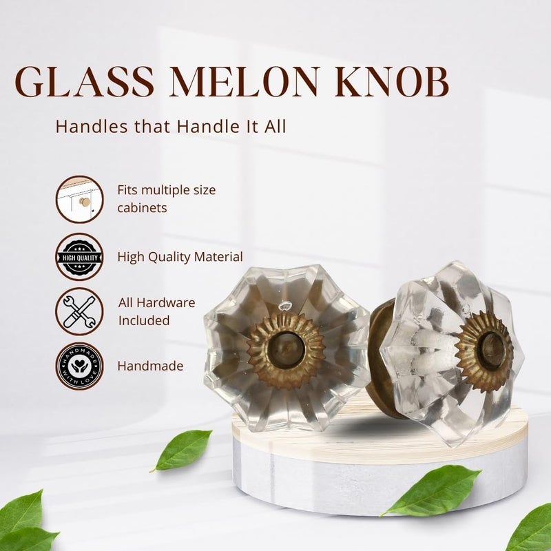 Perilla Home Set of 6 Crystal Knobs for Cabinet & Drawers Decorative Glass Knobs for Home Kitchen Cabinet Hardware Cupboard Glass Door Dresser Wardrobe and Drawer Pulls (Clear Antique) - Image 2